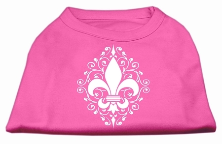 Henna Fleur De Lis Screen Print Shirt Bright Pink XXXL